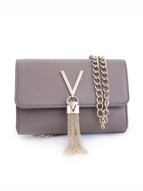 front image of valentino-bags-divina-small-crossbody-bag-taupe