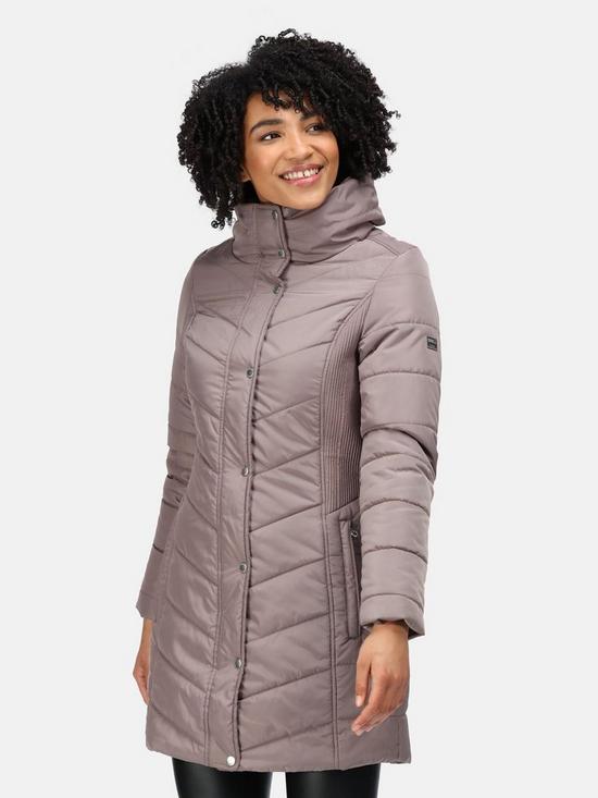 front image of regatta-parthenia-quilted-jacket-dark-taupe
