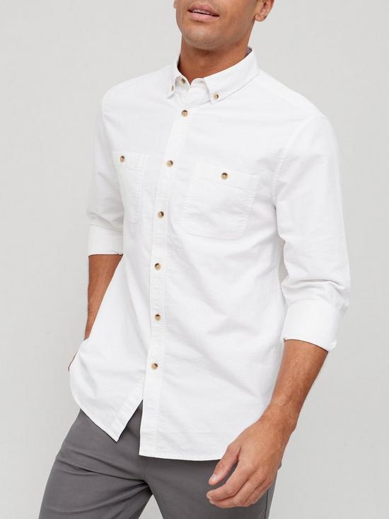 front image of very-man-oxford-shirt-double-pocket-long-sleeve-ndash-white