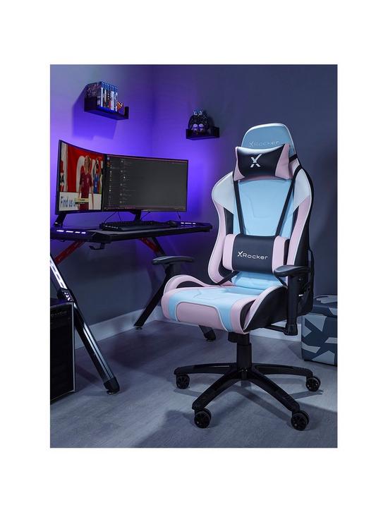 front image of x-rocker-agility-esports-pc-gaming-chair-bubble-gum-pink