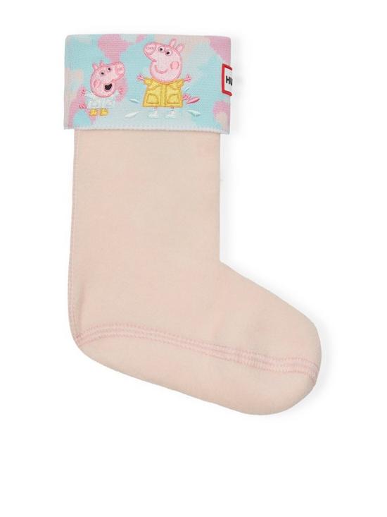front image of hunter-kids-peppa-pig-wellington-socks-pink