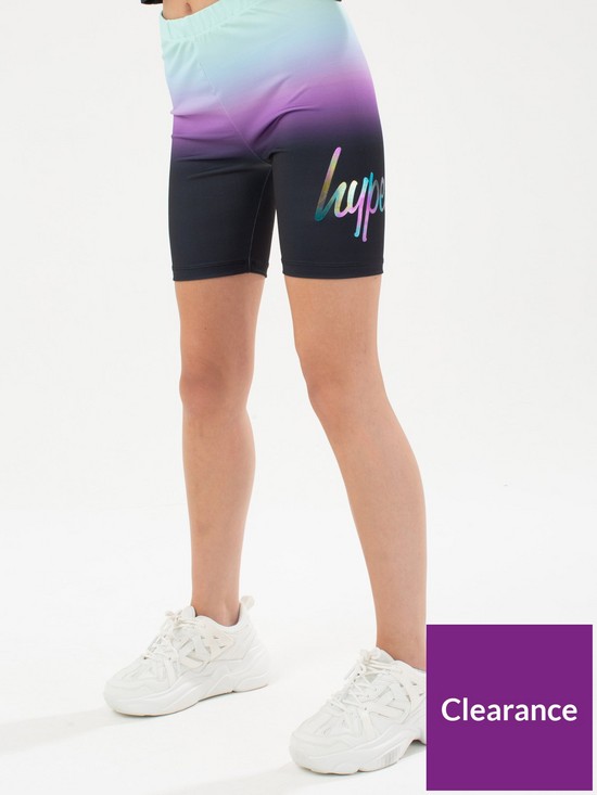 front image of hype-girls-cycling-short-midnight-mint