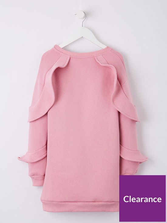 back image of hype-girlsnbspellie-ruffle-crew-neck-sweat-dress-pink