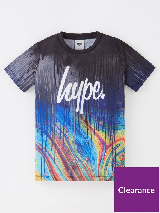 front image of hype-kids-marble-drips-t-shirt-multi