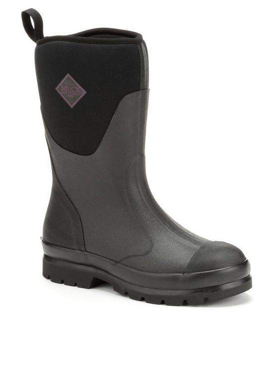 front image of muck-boots-chore-mid-wellington-boot-black