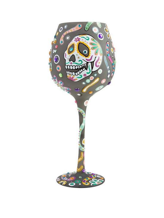 front image of lolita-sugar-skulls-wine-glass