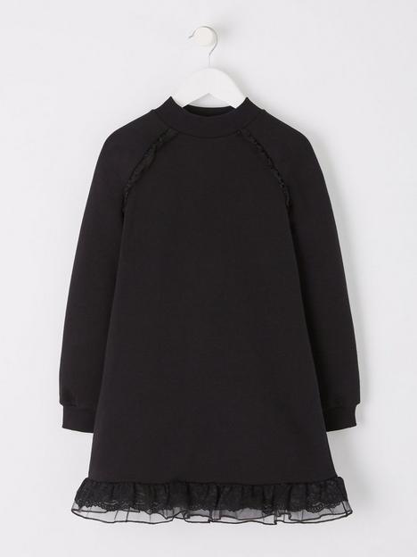 little-pieces-girls-lace-trim-sweaternbspdress-black