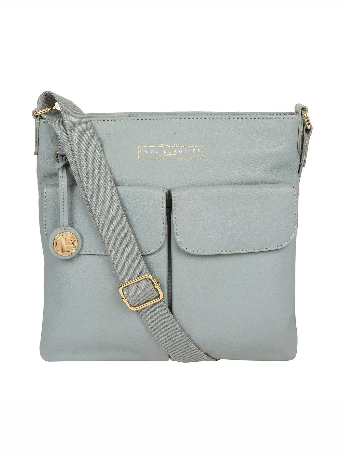 Pure Luxuries London Soames Zip Top Leather Crossbody Bag - Blue ...