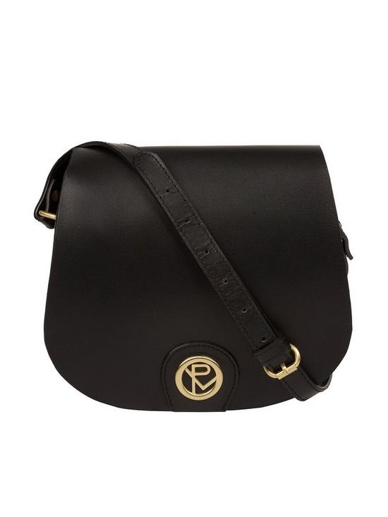 front image of pure-luxuries-london-coniston-small-flap-over-leather-cross-body-bag-black