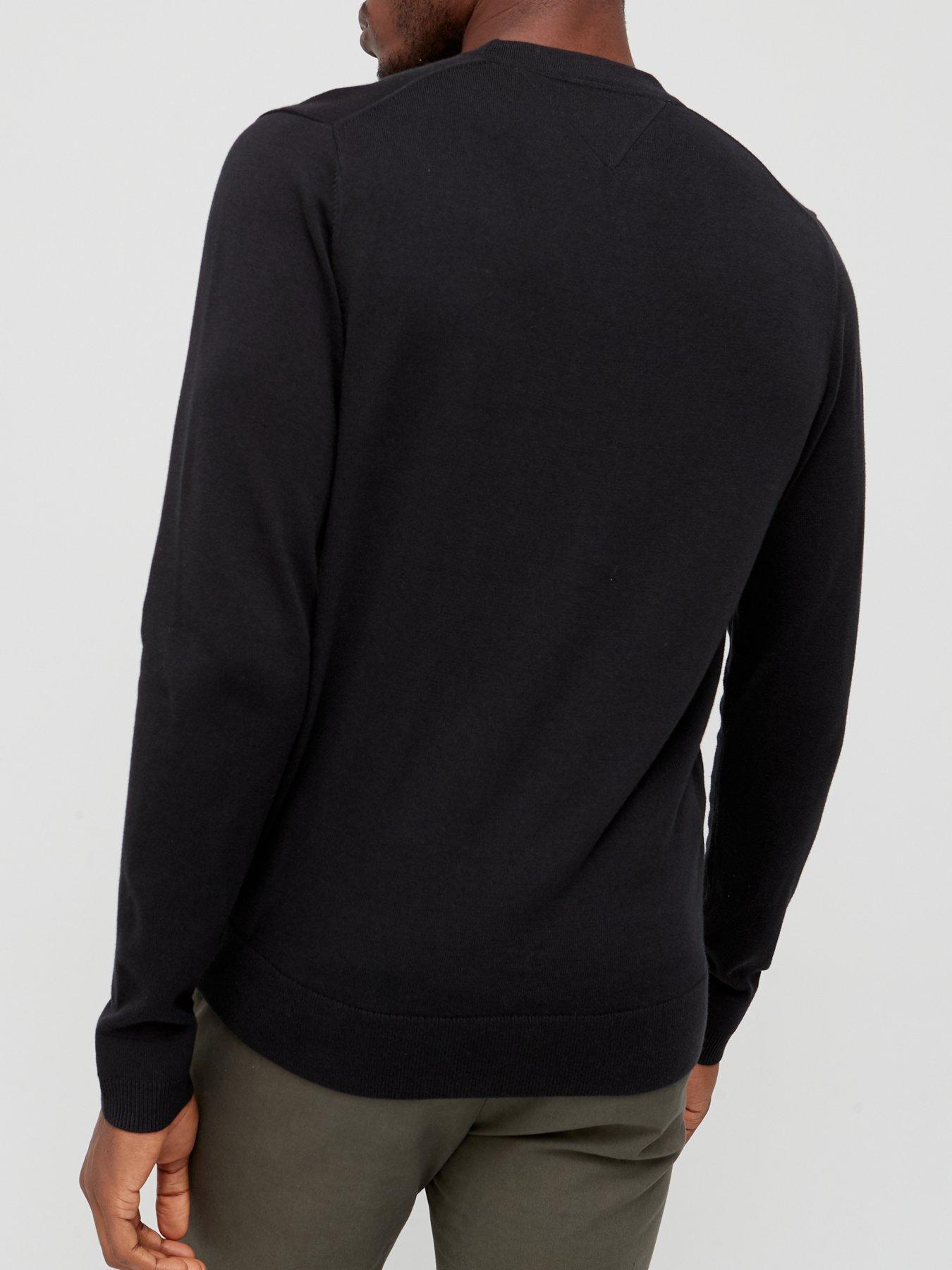 stillFront image of tommy-hilfiger-core-cotton-silk-crew-neck-jumper-ndash-black