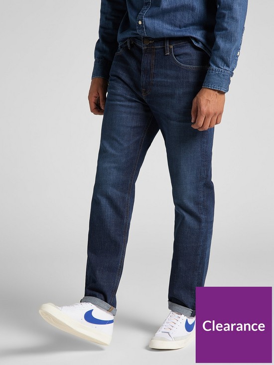 front image of lee-austin-regular-tapered-jeans-indigo