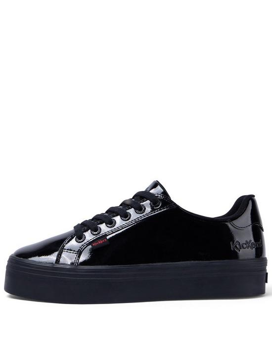 front image of kickers-tovni-stack-patent-leather-trainer-black