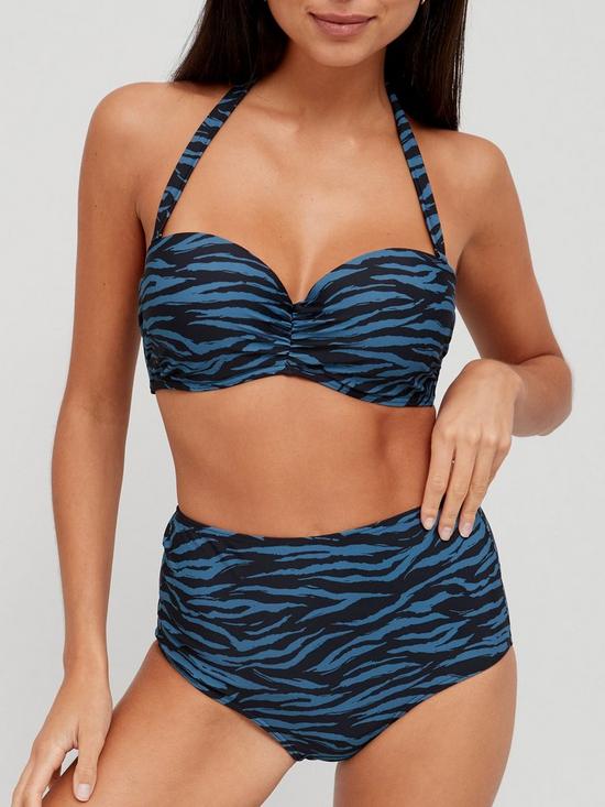 front image of v-by-very-shape-enhancing-ruched-high-waisted-bikini-brief-animal-print