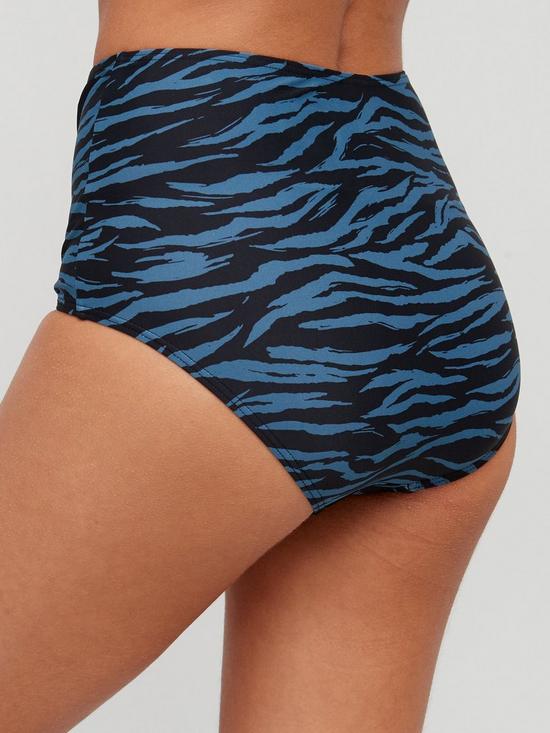 stillFront image of v-by-very-shape-enhancing-ruched-high-waisted-bikini-brief-animal-print