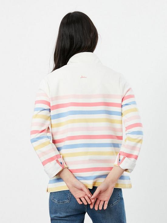 stillFront image of joules-saunton-funnel-neck-stripe-sweatshirt-cream