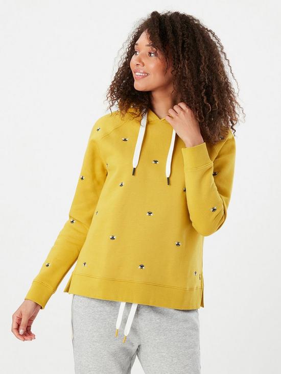 front image of joules-embroidered-bee-hoodie-yellow