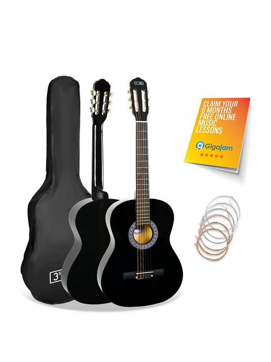 front image of 3rd-avenue-full-size-classical-guitar-pack-black
