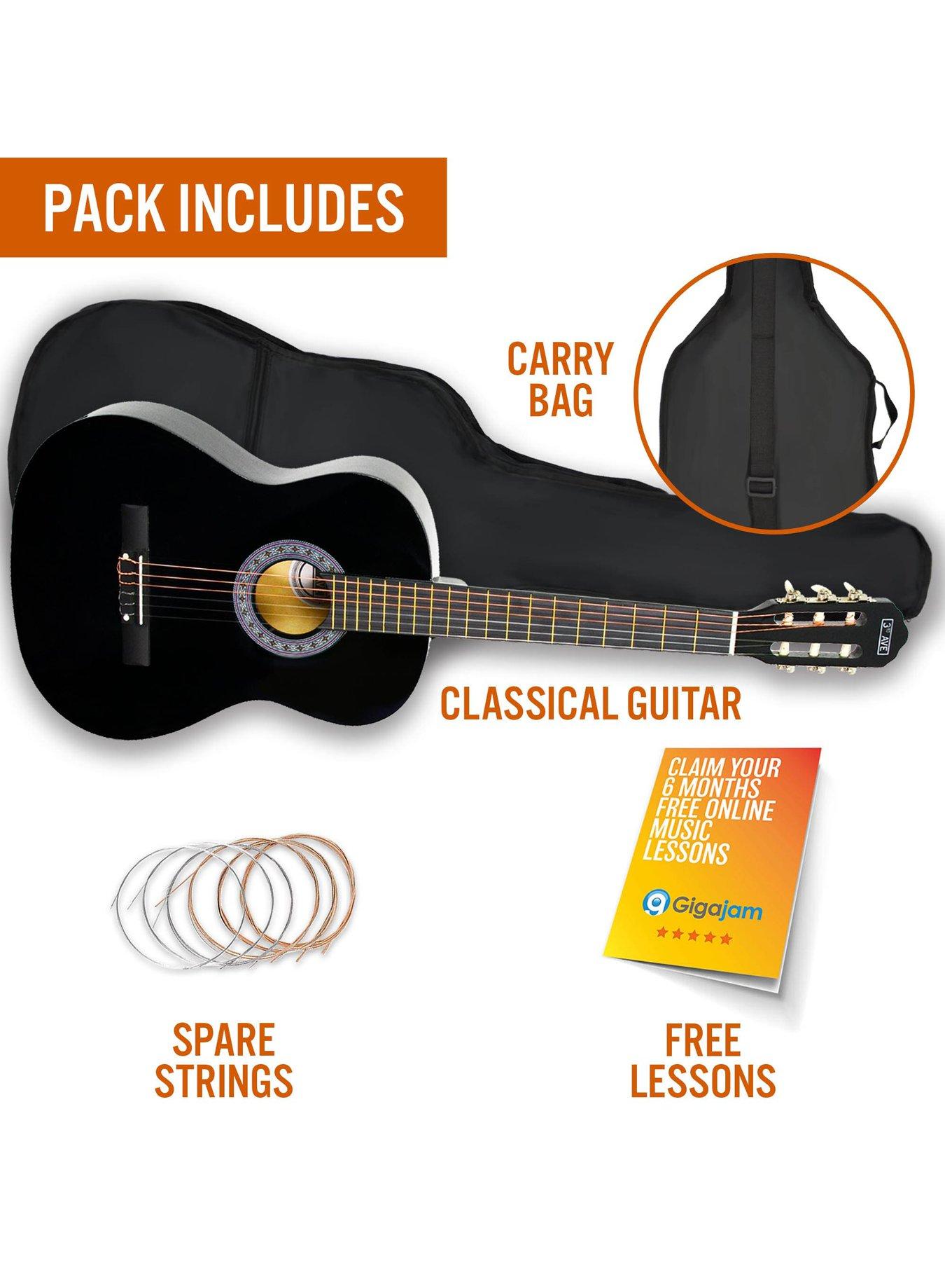  image of 3rd-avenue-full-size-classical-guitar-pack-black