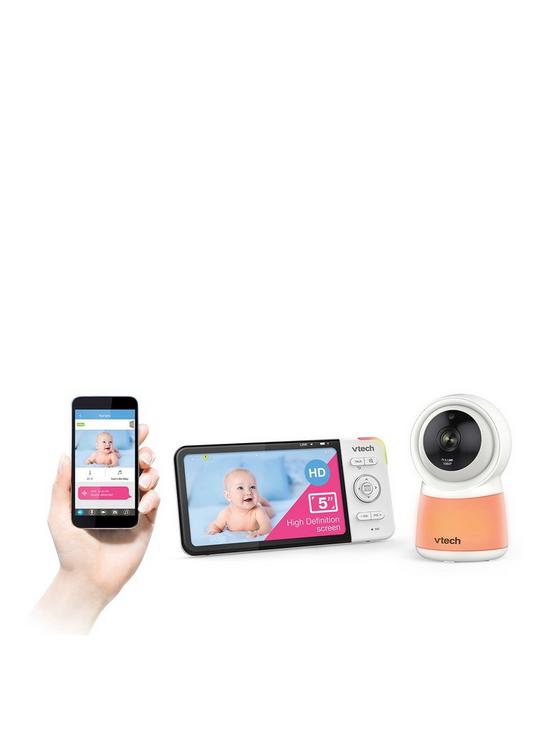 front image of vtech-smart-5inch-hd-screen-wi-fi-baby-video-monitor-with-night-light