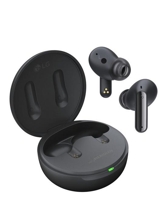 front image of lg-tone-free-ufp5-enhanced-active-noise-cancelling-true-wireless-bluetooth-earbuds-with-meridian-sound-immersive-3d-sound-black