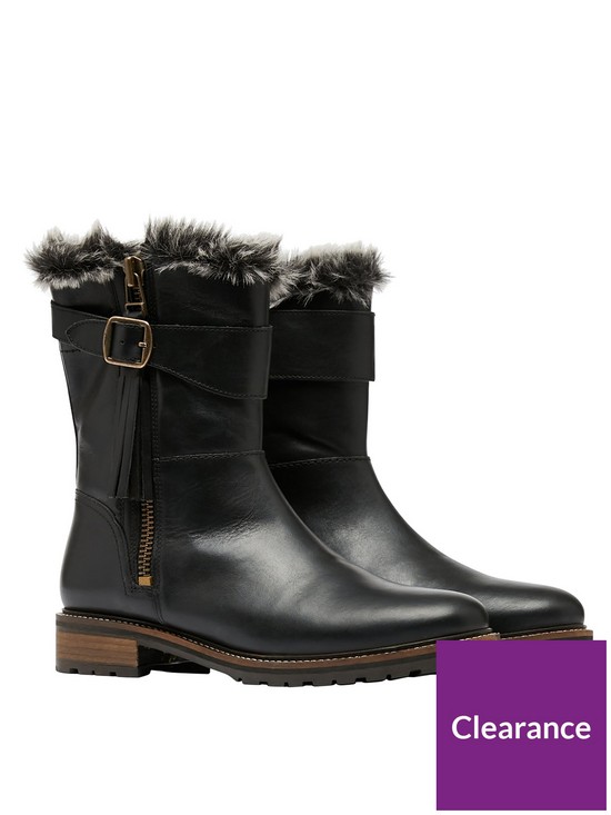front image of joules-brompton-faux-fur-mid-height-leather-boot-black