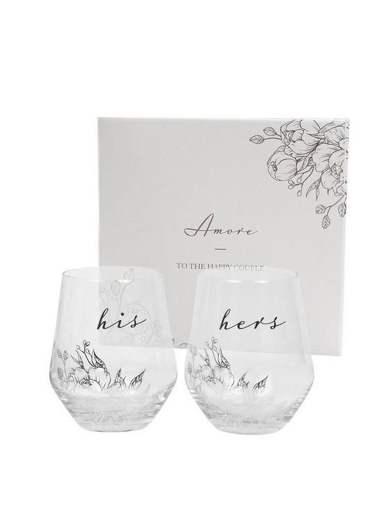front image of amore-by-juliana-luxury-stemless-wine-glass-set--his-hers