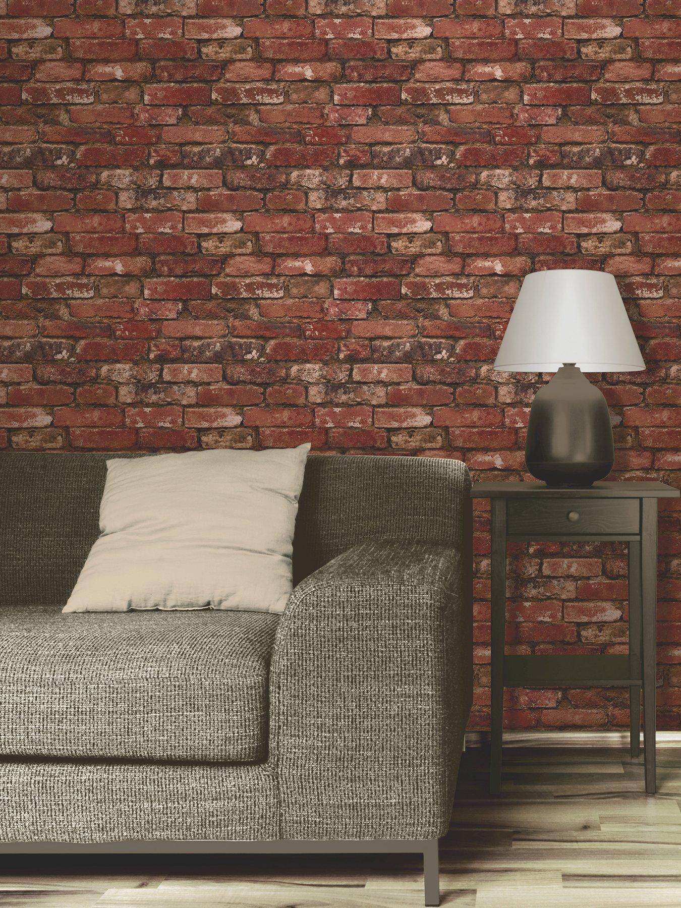  image of fine-decor-rustic-red-brick-wallpaper