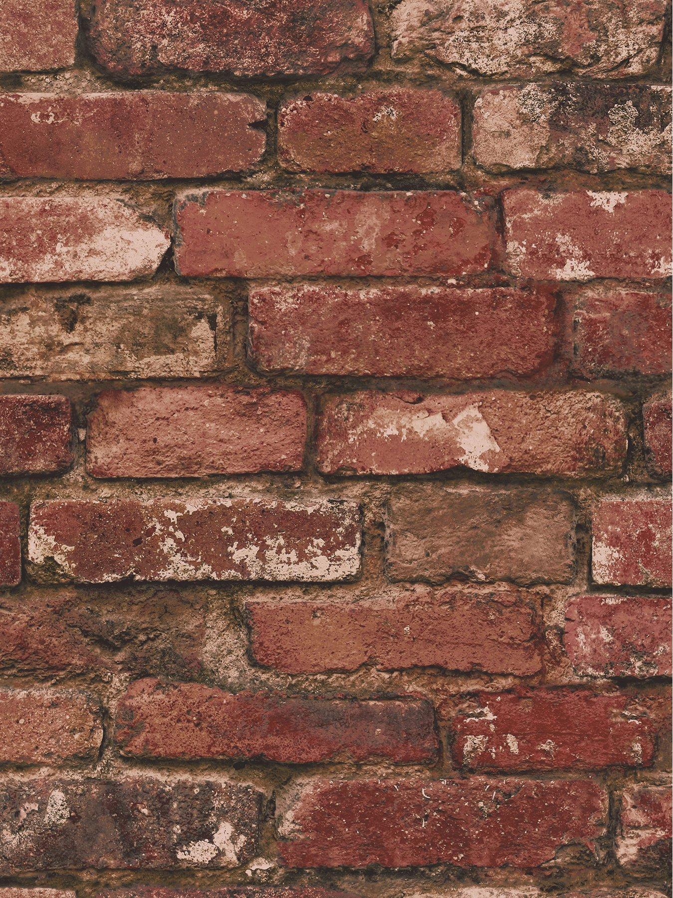  image of fine-decor-rustic-red-brick-wallpaper