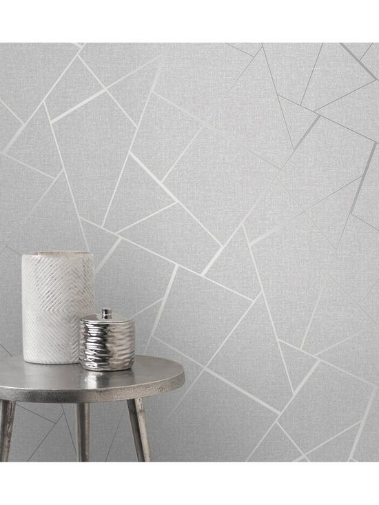 stillFront image of fine-dcor-fine-decor-quartz-fractal-silver-glitter-wallpaper