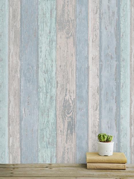 coloroll-blue-distressed-wood-wallpaper