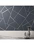  image of fine-dcor-fine-decor-quartz-fractal-navy-silver-glitter-wallpaper