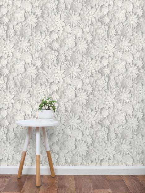 fine-dcor-3d-effect-floral-white-and-grey-wallpaper