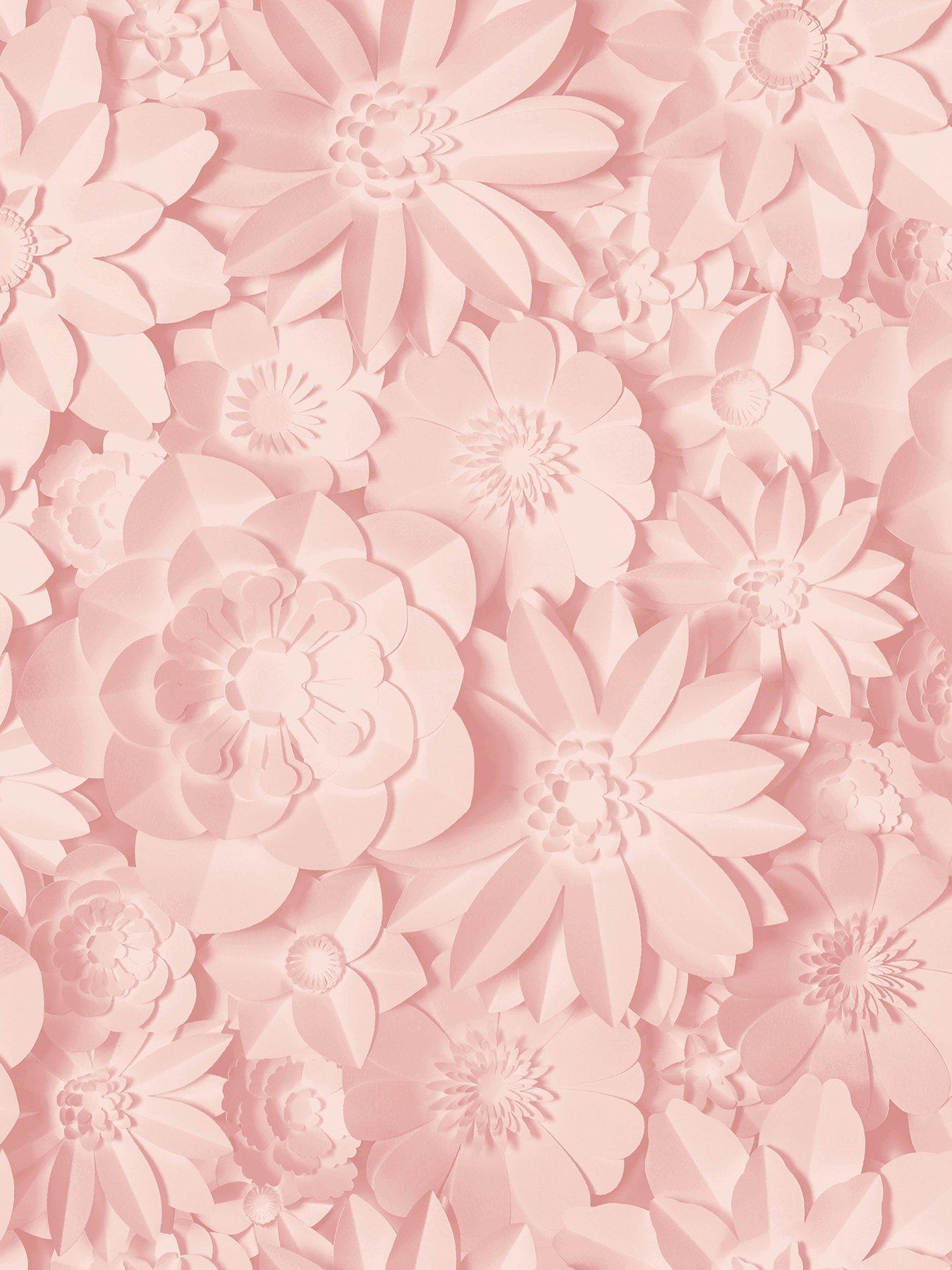Image 2 of 3 of Fine Decor 3D Effect Floral Pink Wallpaper