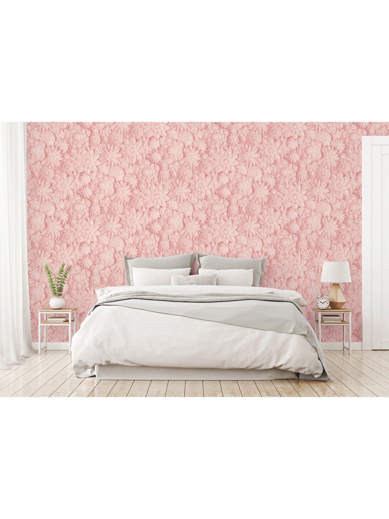 Image 3 of 3 of Fine Decor 3D Effect Floral Pink Wallpaper