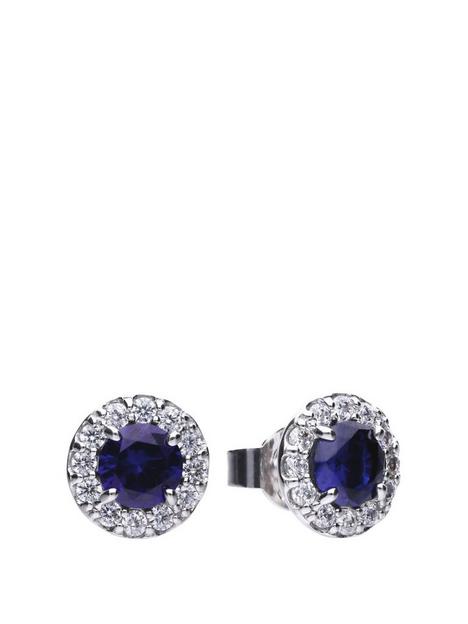 diamonfire-sapphire-coloured-cz-cluster-earrings