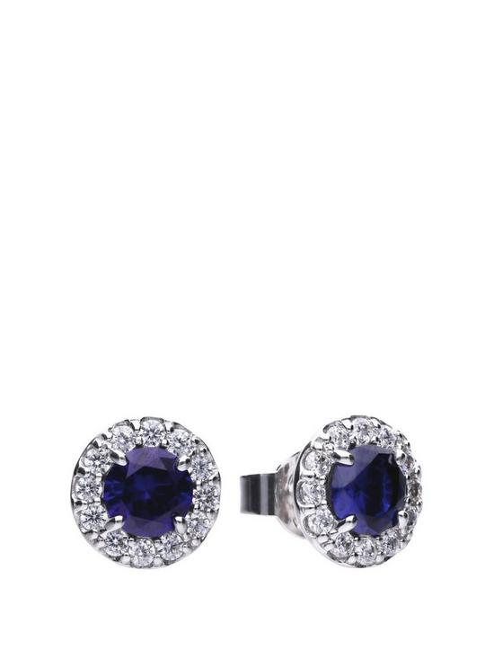 front image of diamonfire-sapphire-coloured-cz-cluster-earrings