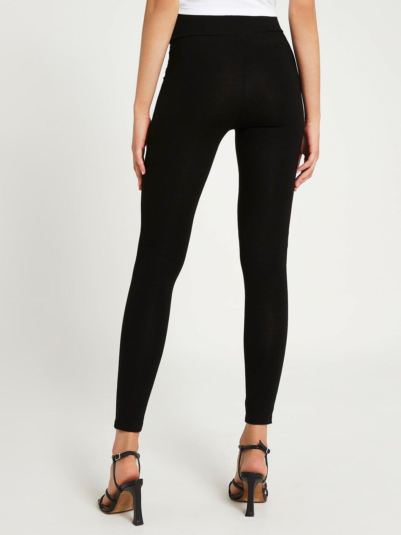 Premium High Waist Ponte Knit Leggings - Black