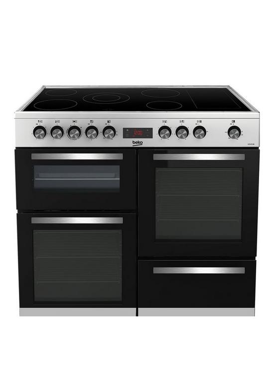 front image of beko-kdvc100xnbspfreestanding-100cm-double-oven-range-cooker-stainless-steel