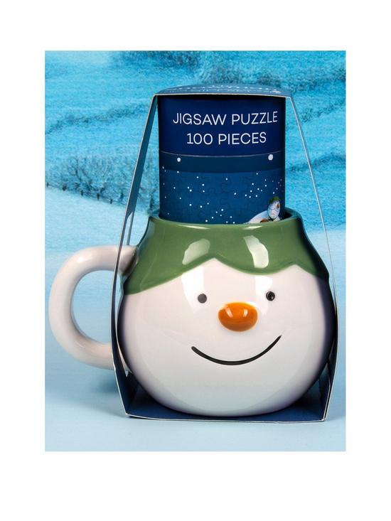 front image of snowman-shaped-mug-puzzle