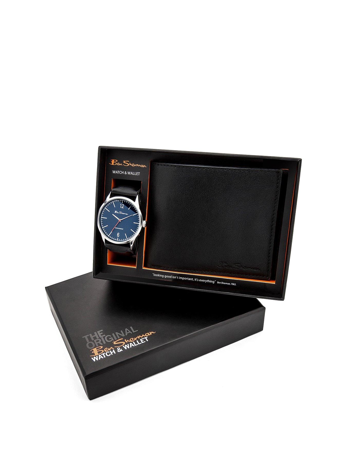  image of ben-sherman-black-strap-with-pu-strap-dial-and-black-wallet-gift-set