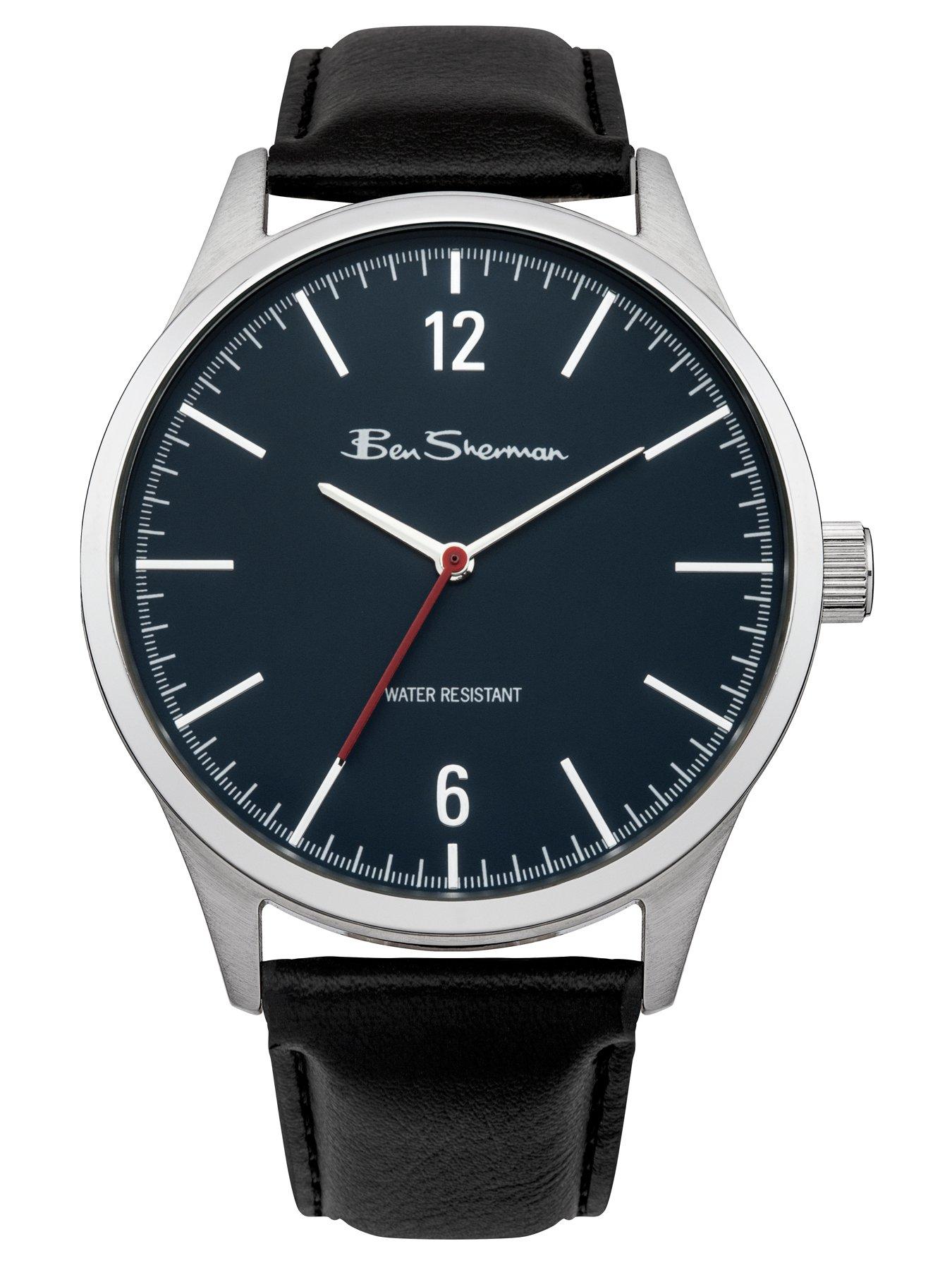  image of ben-sherman-black-strap-with-pu-strap-dial-and-black-wallet-gift-set