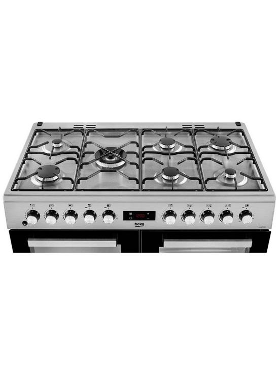 stillFront image of beko-kdvf100xnbspfreestanding-100cm-double-oven-range-cooker-stainless-steel