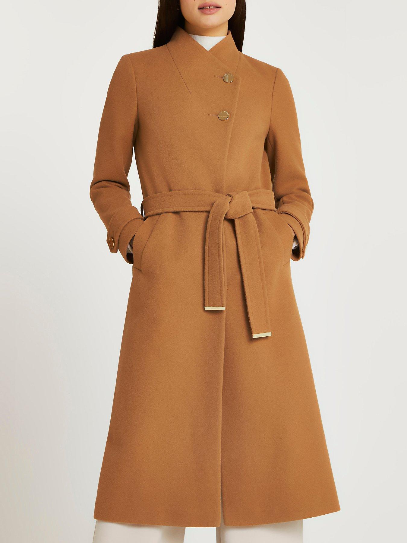 river island camel trench coat