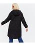  image of new-look-quilted-drawstring-long-parka-coat-black