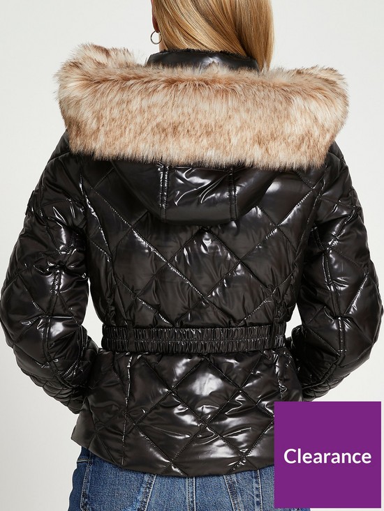 stillFront image of ri-petite-petite-belted-padded-jacket--black
