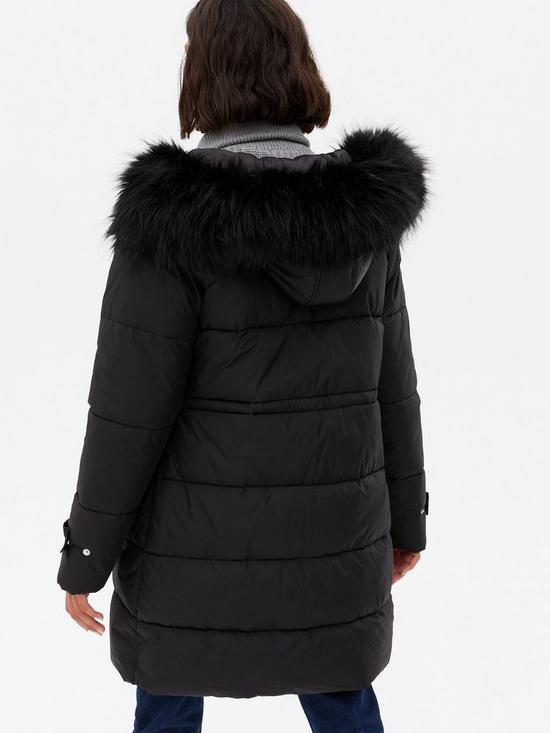 stillFront image of new-look-fauxnbspfur-hooded-mid-length-padded-jacket