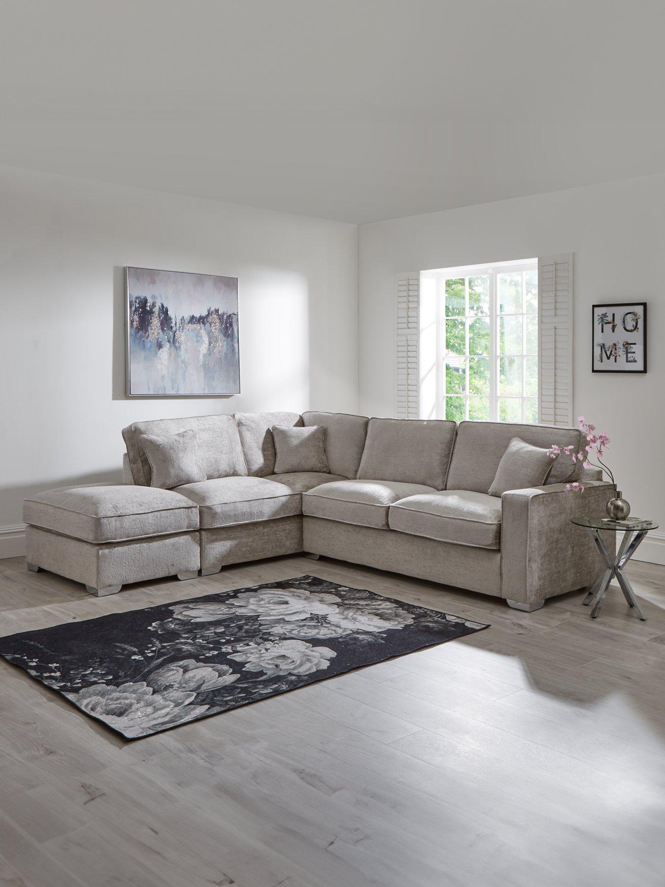 Image 1 of 5 of Very Home Chicago Deluxe Fabric&nbsp;Left&nbsp;Hand Corner Sofa with Footstool&nbsp;- Made to Order in the UK