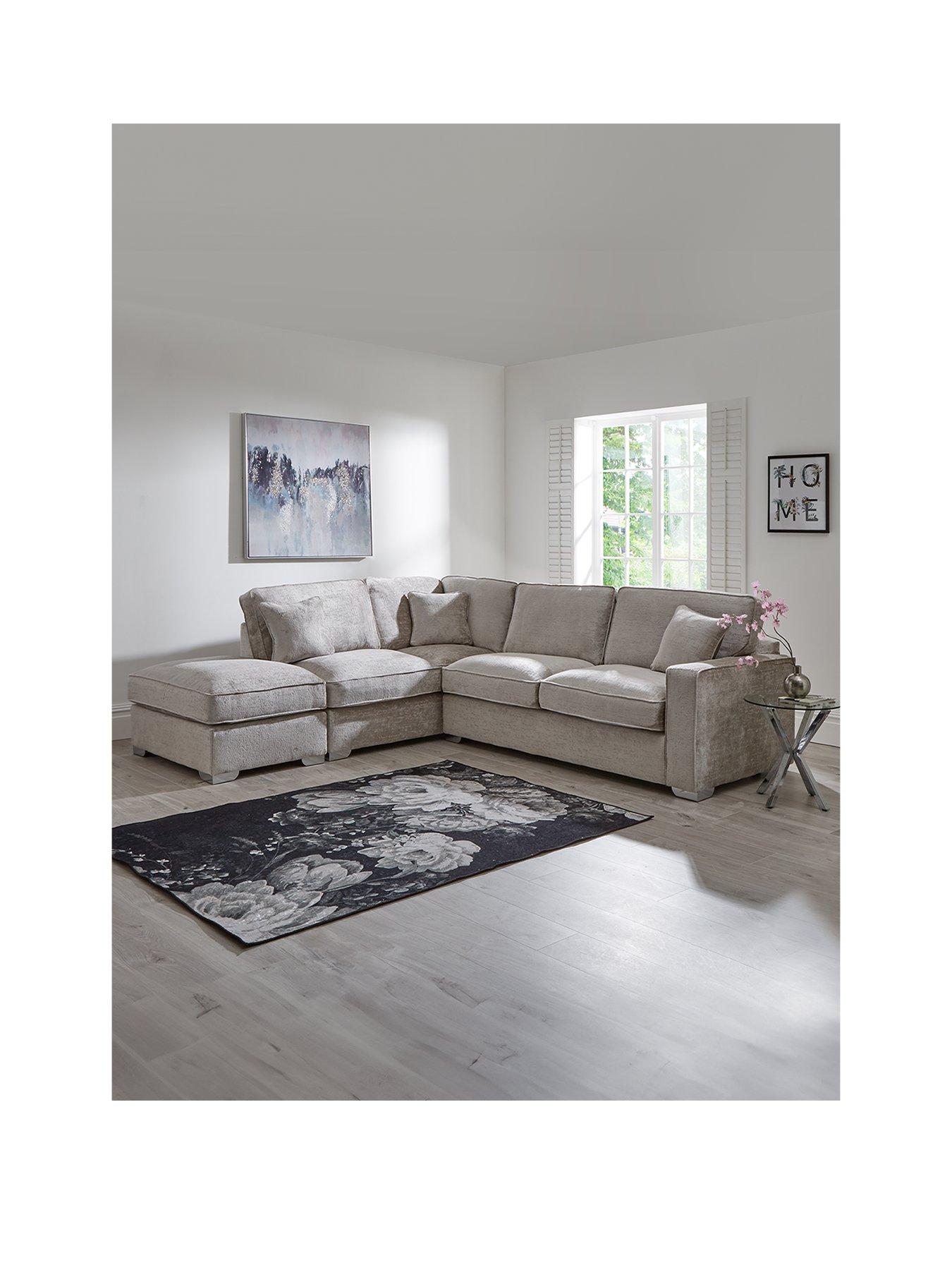 Very Home Chicago Deluxe Fabric Left Hand Corner Sofa with Footstool