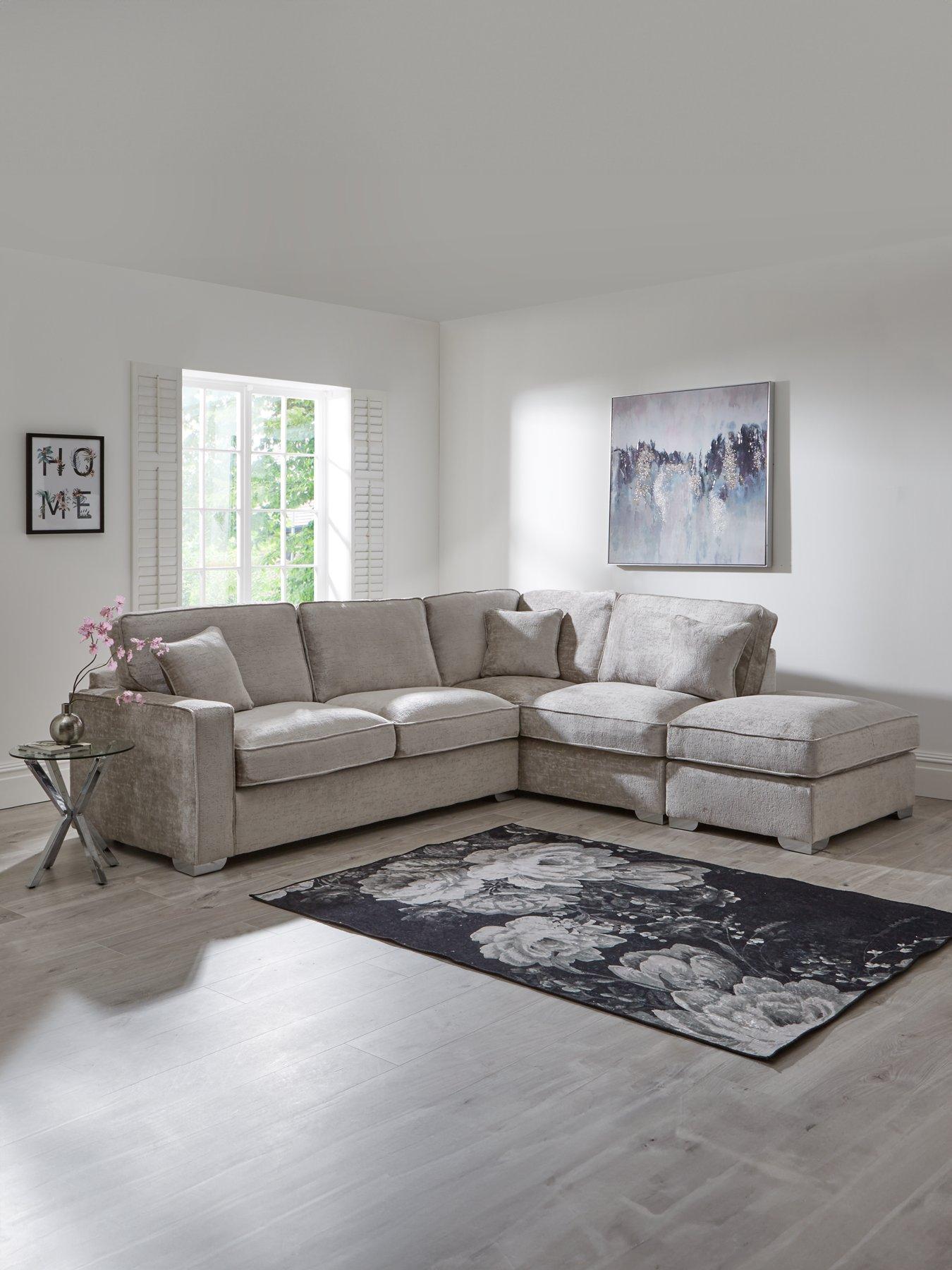 Very Home Chicago Deluxe Fabric Right Hand Corner Sofa with Footstool - Made to Order in the UK