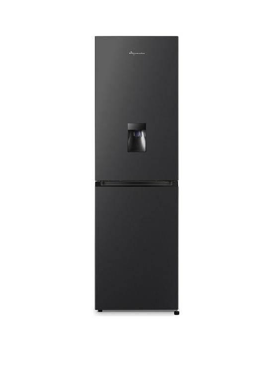 front image of fridgemaster-mc55251mdb-6040-total-no-frost-fridge-freezer-black
